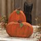 Slickblue; Set of 2 Halloween Wooden Pumpkin and Black Cat Tabletop Decor, Freestanding Carved Wood Sitter with Wire Accents, Fall Seasonal Decoration for Shelf, Mantel & Table; Category:Decor Pumpkins; Image:3